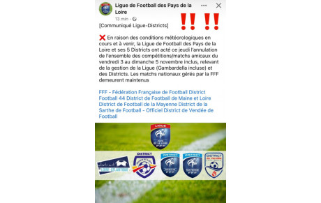 🚨 LES MATCHS SONT ANNULÉS CE WEEK-END 🚨